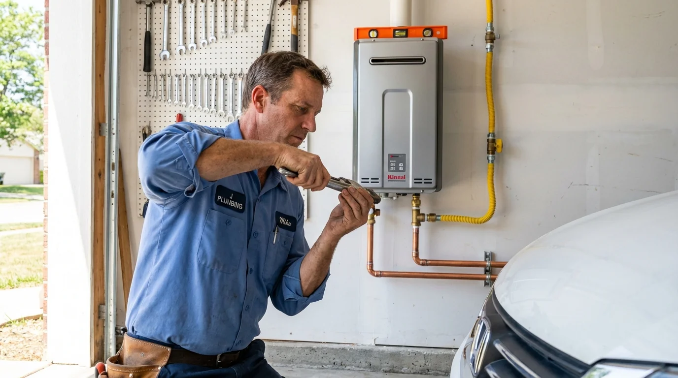 Tankless water heater installation by a Johns Plumbing LLC plumber in Avondale Estates